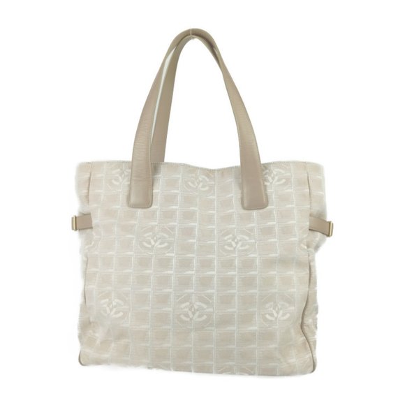 CHANEL New Travel Tote GM A15825 Beige Canvas Leather Women's Shoulder Bag - Picture 1 of 10